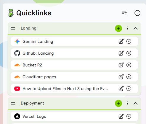 Workspices Quicklinks interface